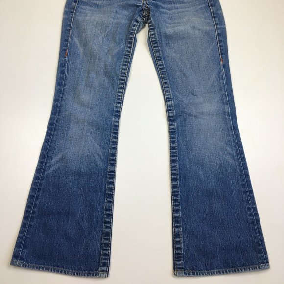 TRUE RELIGION Medium/Light Wash BOBBY 5 Pocket Logo Hardware Jeans - Picture 6 of 14